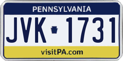 PA license plate JVK1731