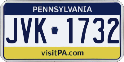 PA license plate JVK1732