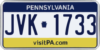 PA license plate JVK1733