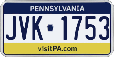 PA license plate JVK1753