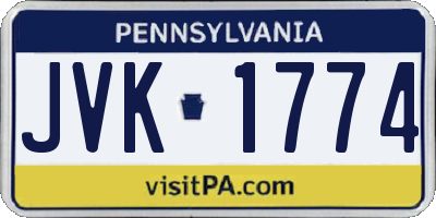PA license plate JVK1774