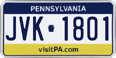 PA license plate JVK1801