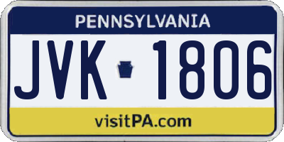 PA license plate JVK1806