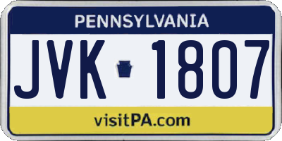 PA license plate JVK1807