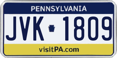 PA license plate JVK1809