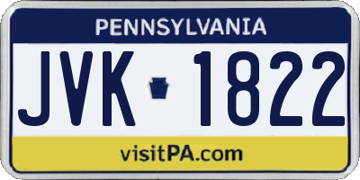 PA license plate JVK1822