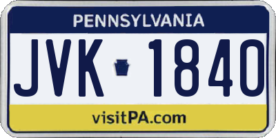 PA license plate JVK1840