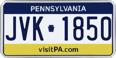 PA license plate JVK1850