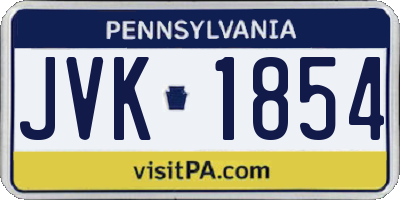 PA license plate JVK1854