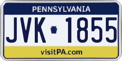 PA license plate JVK1855