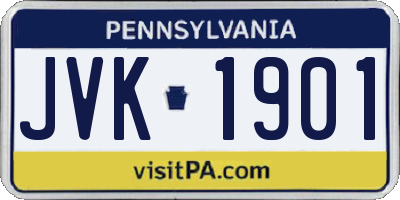 PA license plate JVK1901