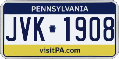 PA license plate JVK1908