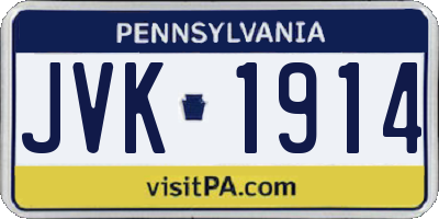 PA license plate JVK1914
