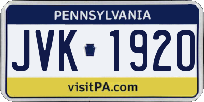 PA license plate JVK1920