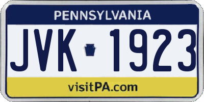 PA license plate JVK1923