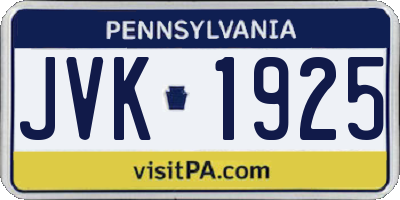 PA license plate JVK1925