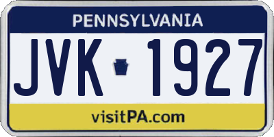 PA license plate JVK1927