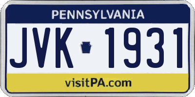 PA license plate JVK1931
