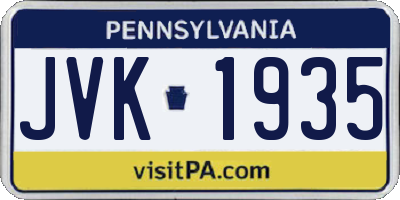 PA license plate JVK1935