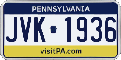 PA license plate JVK1936