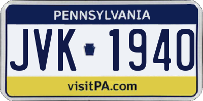 PA license plate JVK1940