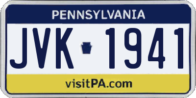 PA license plate JVK1941