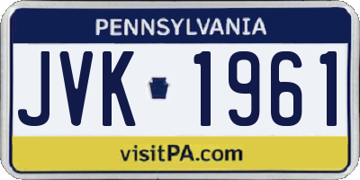 PA license plate JVK1961