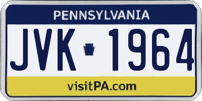 PA license plate JVK1964