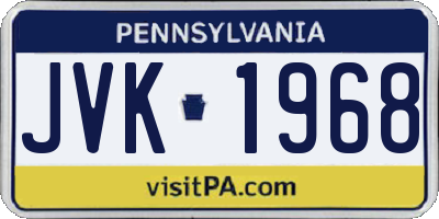 PA license plate JVK1968