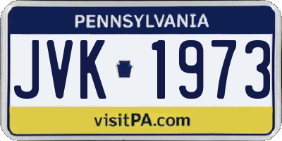 PA license plate JVK1973