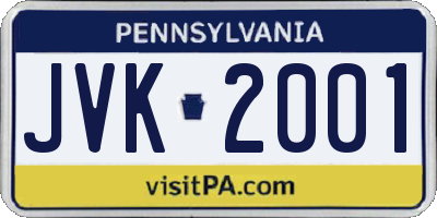 PA license plate JVK2001