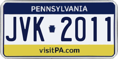 PA license plate JVK2011