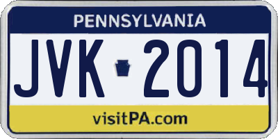 PA license plate JVK2014