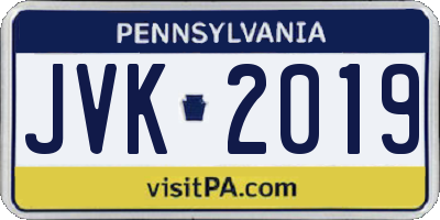 PA license plate JVK2019
