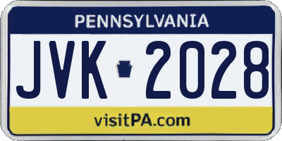 PA license plate JVK2028