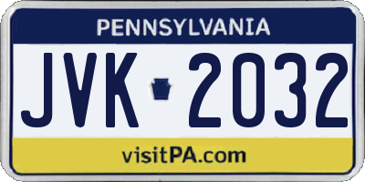 PA license plate JVK2032