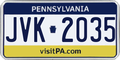 PA license plate JVK2035