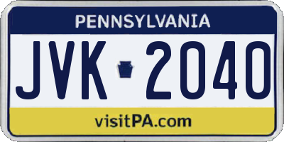 PA license plate JVK2040