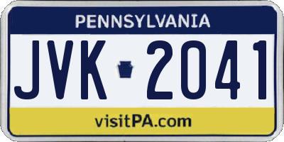PA license plate JVK2041