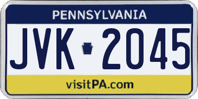 PA license plate JVK2045