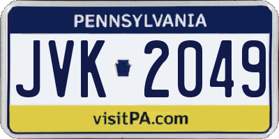 PA license plate JVK2049