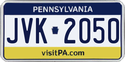 PA license plate JVK2050