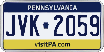 PA license plate JVK2059