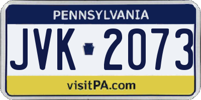PA license plate JVK2073