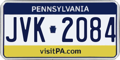 PA license plate JVK2084