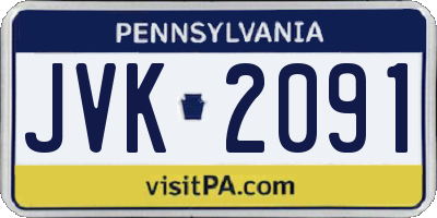 PA license plate JVK2091
