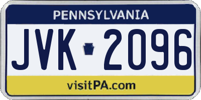 PA license plate JVK2096