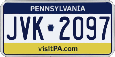 PA license plate JVK2097