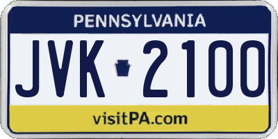 PA license plate JVK2100