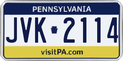 PA license plate JVK2114